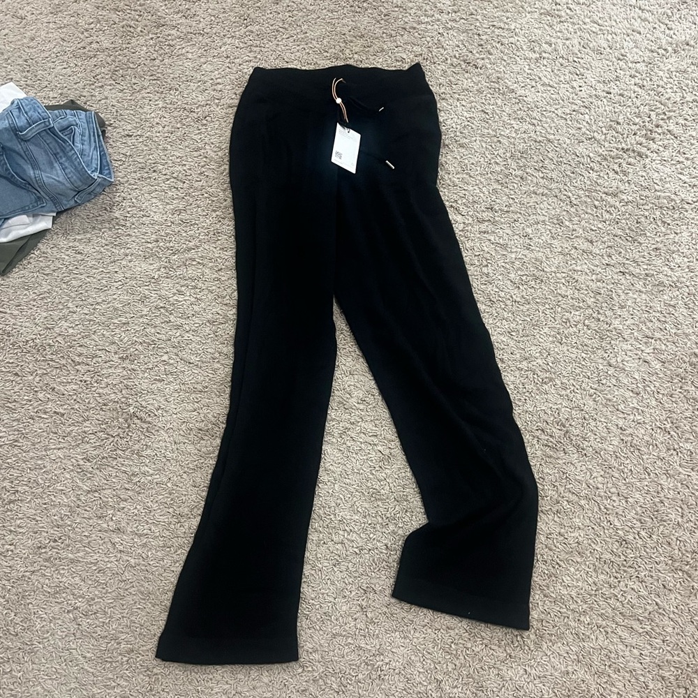 NWT Quince Black mongolian cashmere Wide-Leg Pants for Women